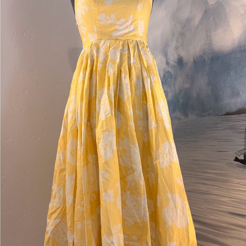 Sunny Yellow Floral Midi Dress #140 - Picture 2 of 11